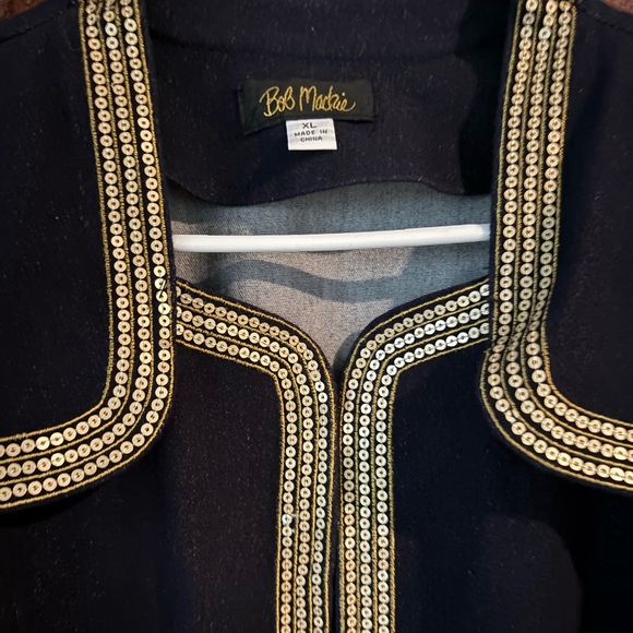 B17. Bob Mackie Jacket w/ Gold Sequin Accents, Hook & Eye Front Closure, Medium - Picture 4 of 7